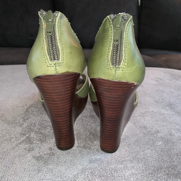 Seychelles green leather wedge sandals - Picture 5 of 5